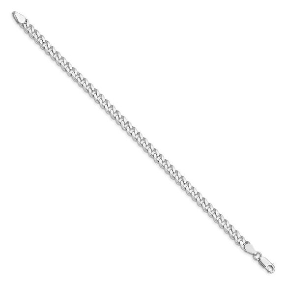 6mm Rhodium Plated Sterling Silver Solid Curb Chain Bracelet, 7 Inch